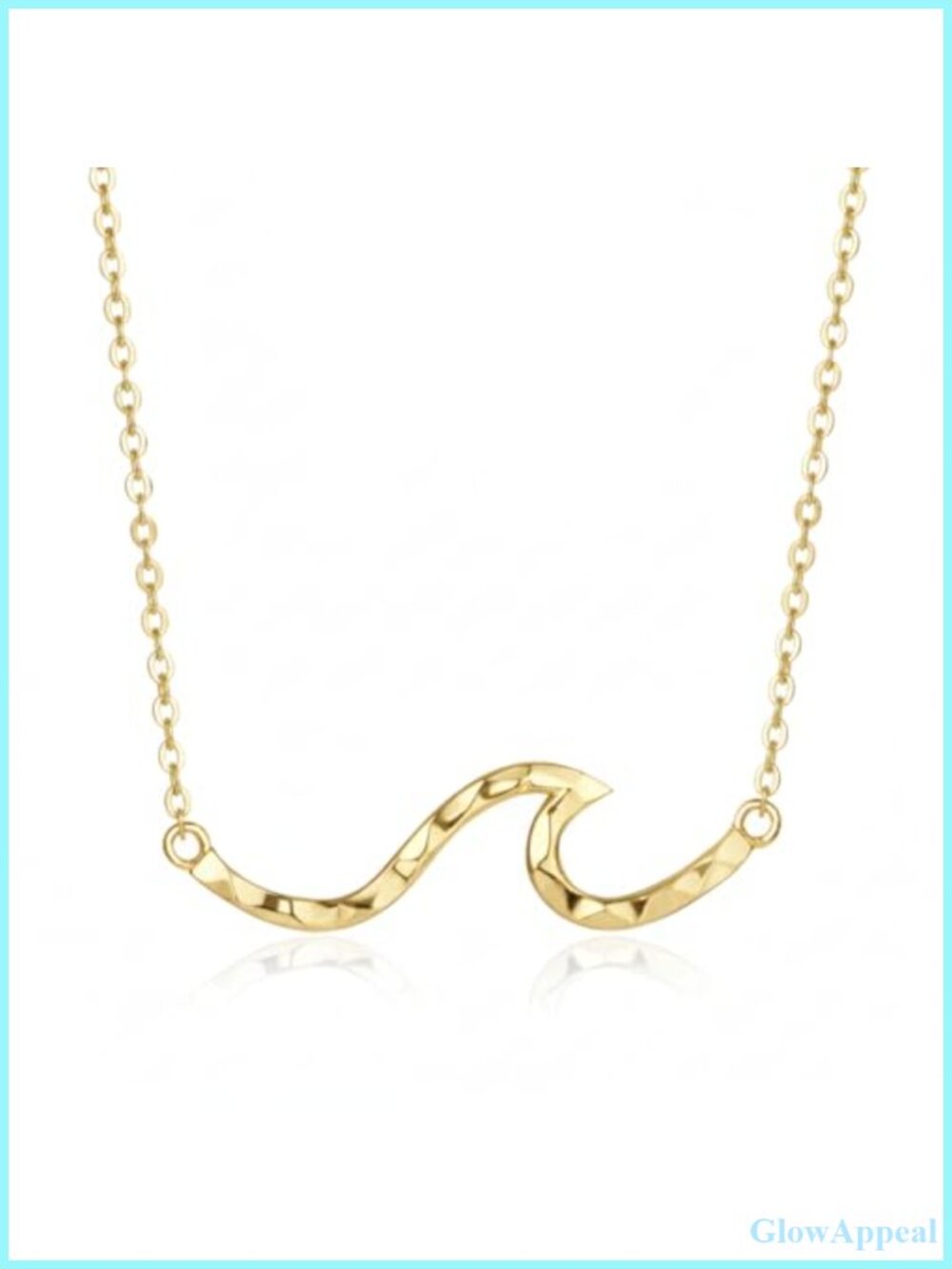 Sterling Silver Ocean Wave Pendant Necklace 16+2" Adjustable Chain
